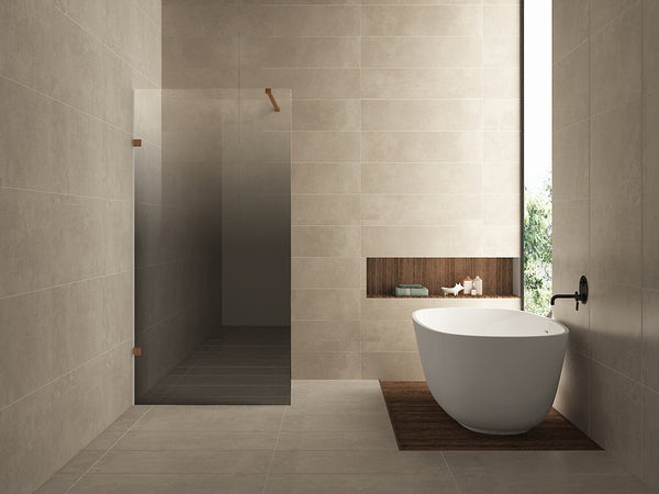 Less inloopdouche links 900 x 2000 x 8 mm nano spiegelrook- naar helder glas/geborsteld brons koper