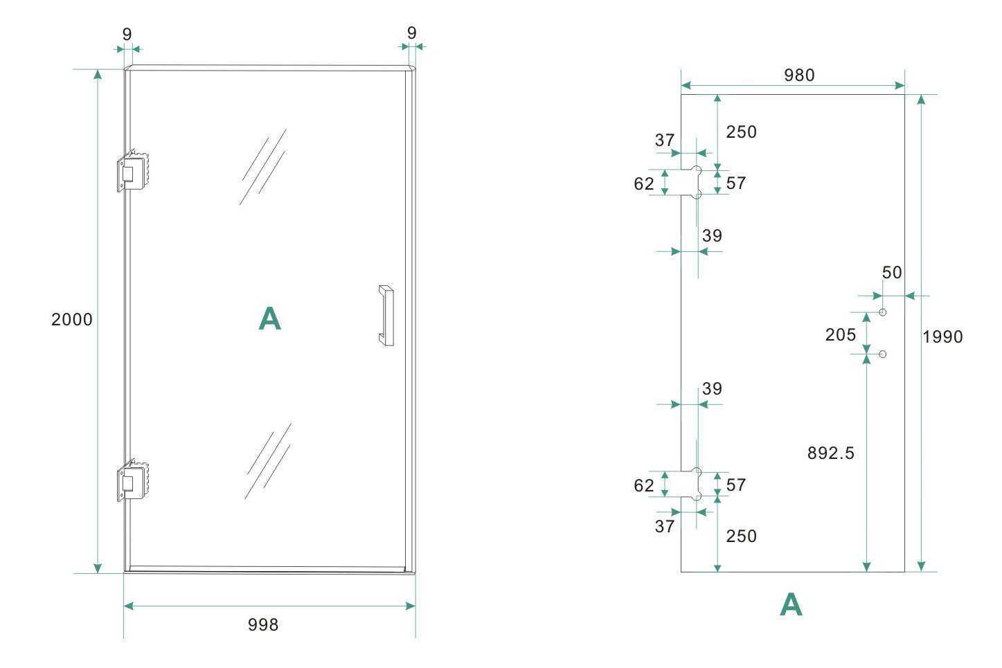 Less nisdeur | 100x200x0.8cm | Nano helder glas/mat zwart - WDtegels