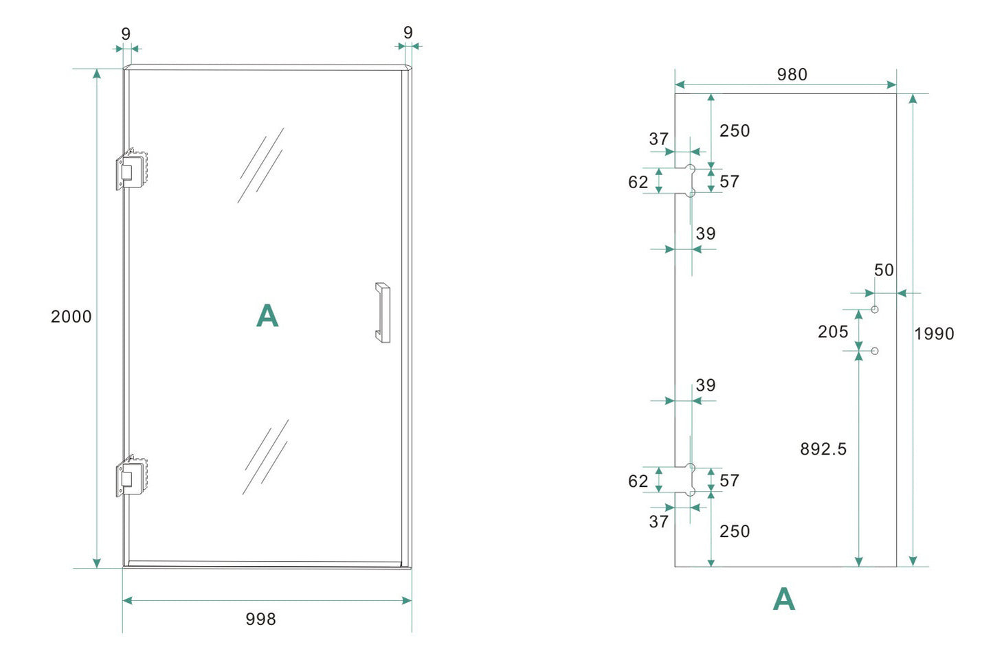 Less nisdeur | 100x200x0.8cm | Nano helder glas/mat wit - WDtegels