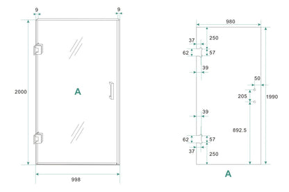 Less nisdeur | 100x200x0.8cm | Nano helder glas/mat wit - WDtegels
