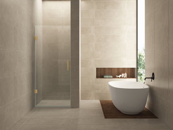 Less nisdeur | 100x200x0.8cm | Nano helder glas/geborsteld messing