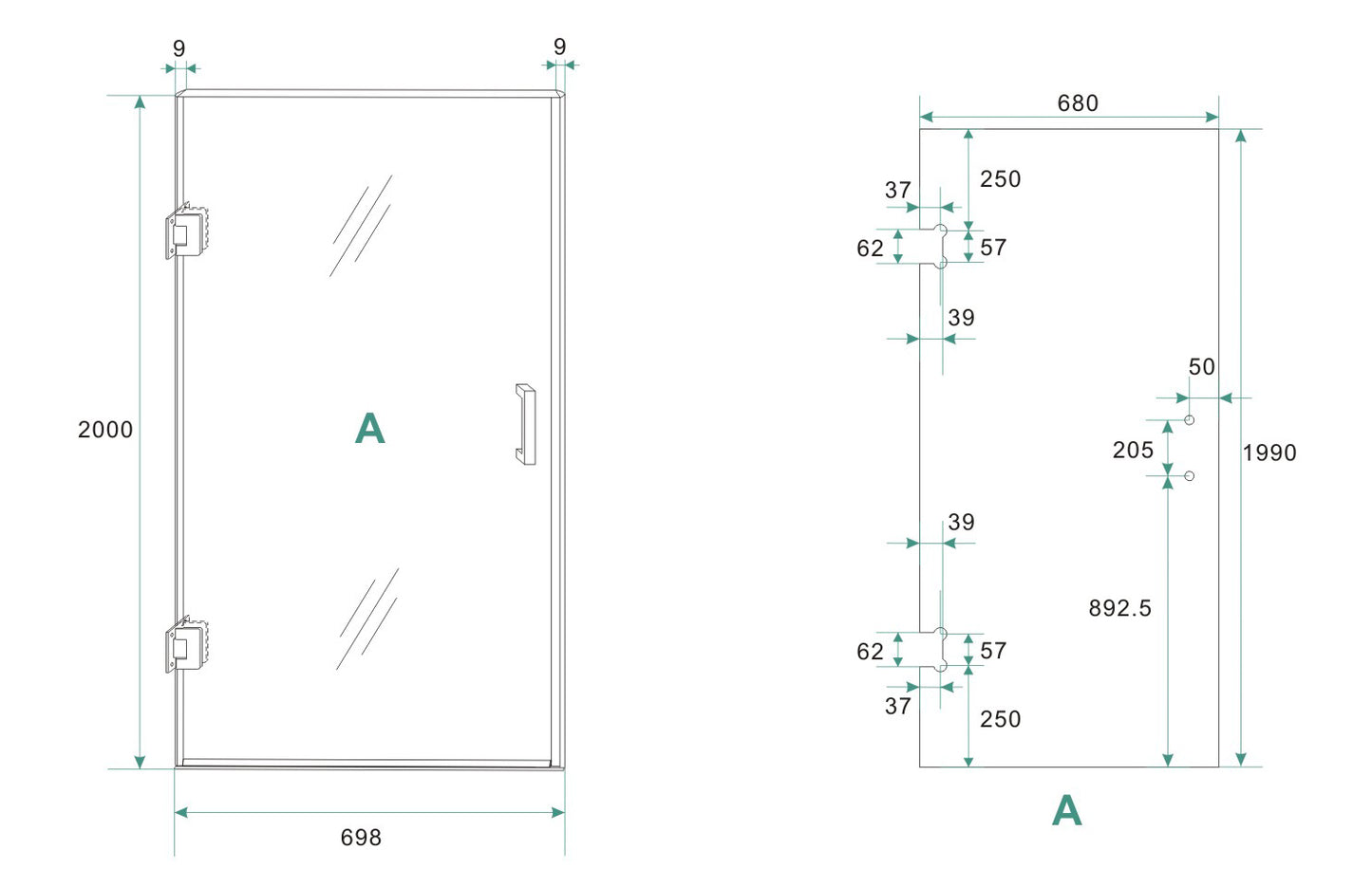 Less nisdeur | 70x200x0.8cm | Nano helder glas/chroom - WDtegels