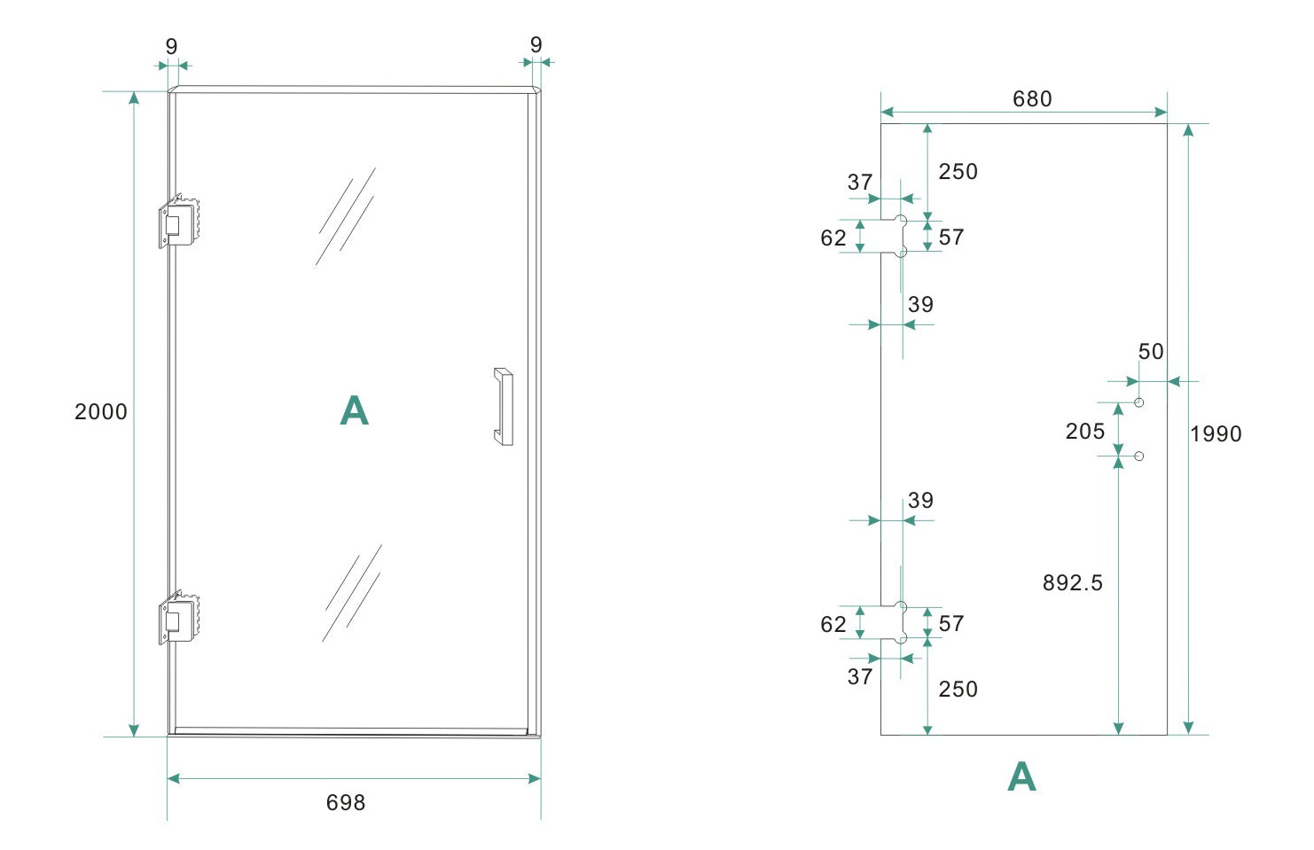 Less nisdeur | 70x200x0.8cm | Nano helder glas/chroom - WDtegels