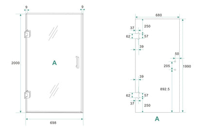 Less nisdeur | 70x200x0.8cm | Nano helder glas/chroom - WDtegels