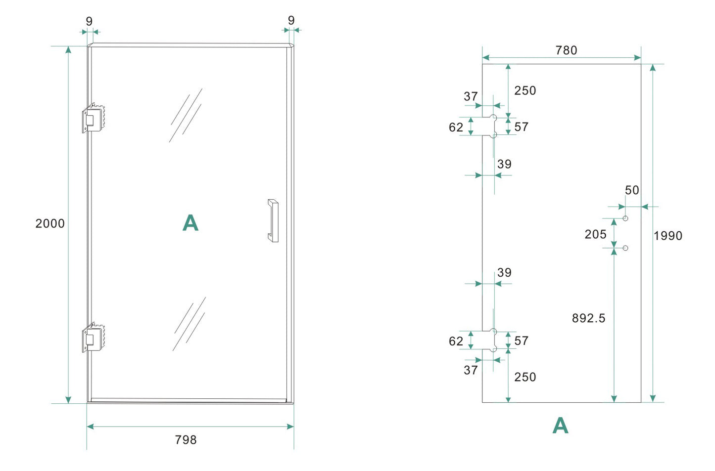 Less nisdeur | 80x200x0.8cm | Nano rookglas/mat wit - WDtegels