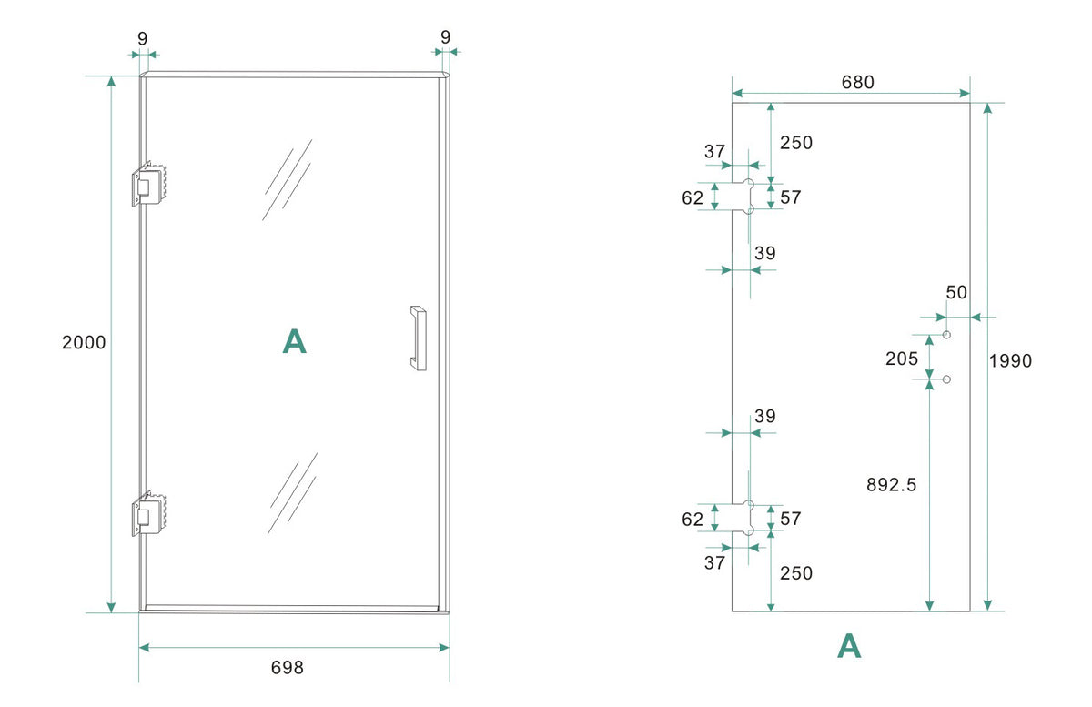 Less nisdeur | 70x200x0.8cm | Nano vintage brons glas/geborsteld staal - WDtegels