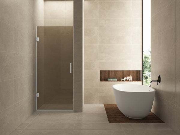 Less shower door | 90x200x0.8cm | Nano vintage bronze glass/brushed steel