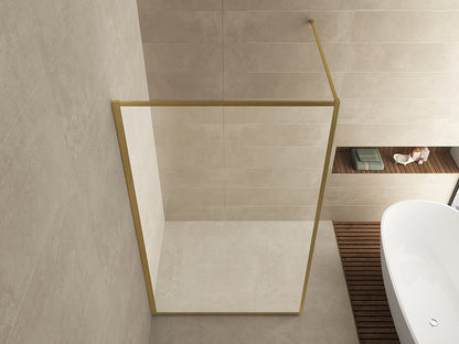 Square inloopdouche 1200 x 2000 x 8 mm nano helder glas/geborsteld messing - WDtegels