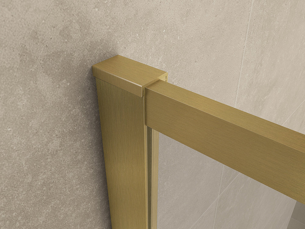 Square inloopdouche 1200 x 2000 x 8 mm nano helder glas/geborsteld messing - WDtegels