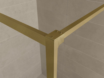 Square inloopdouche 1200 x 2000 x 8 mm nano helder glas/geborsteld messing - WDtegels