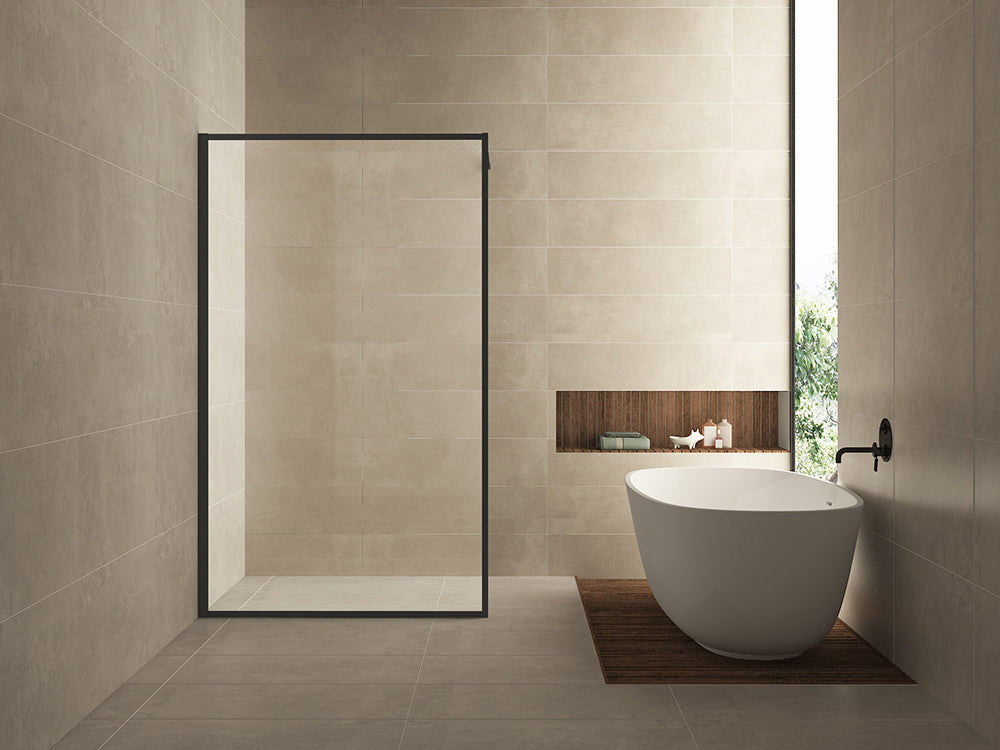 Square inloopdouche 800 x 2000 x 8 mm nano helder glas/mat zwart - WDtegels