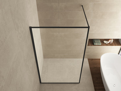 Square inloopdouche 900 x 2000 x 8 mm nano helder glas/mat zwart - WDtegels