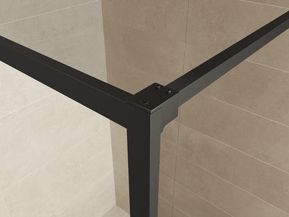 Square inloopdouche 900 x 2000 x 8 mm nano helder glas/mat zwart - WDtegels