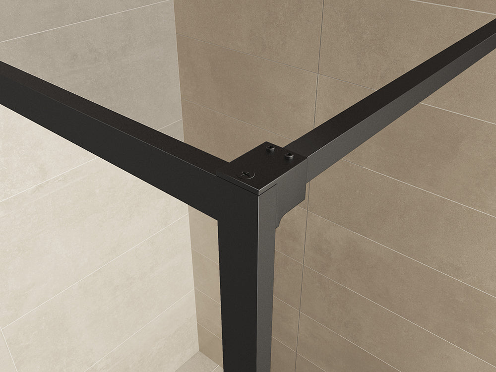 Square inloopdouche 1000 x 2000 x 8 mm nano helder glas/mat zwart - WDtegels