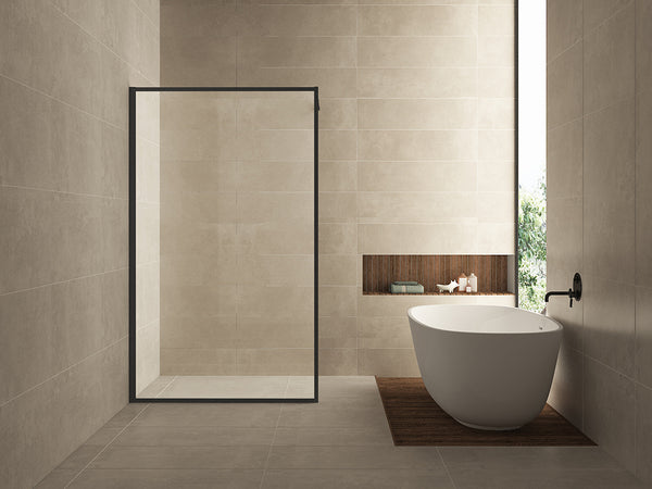 Square inloopdouche 1100 x 2000 x 8 mm nano helder glas/mat zwart