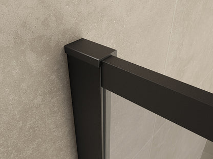 Square inloopdouche 1100 x 2000 x 8 mm nano helder glas/mat zwart - WDtegels