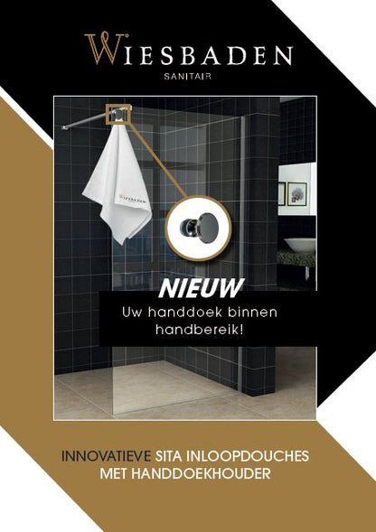 Sita inloopdouche met handdoekhouder 100x200 cm chroom/8 mm helder glas met Nano coating - WDtegels