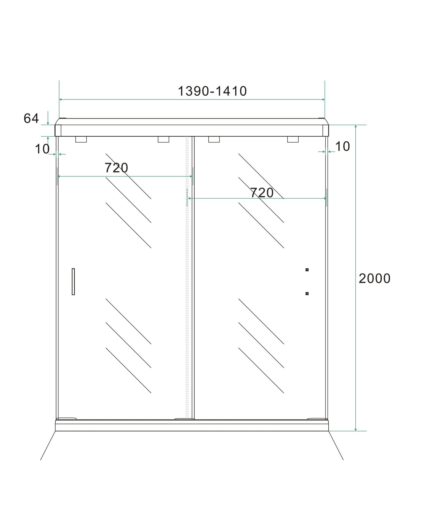 dubbele-nis-schuifdeuren | 140x200x0.8cm | Nano veiligheidsglas - WDtegels