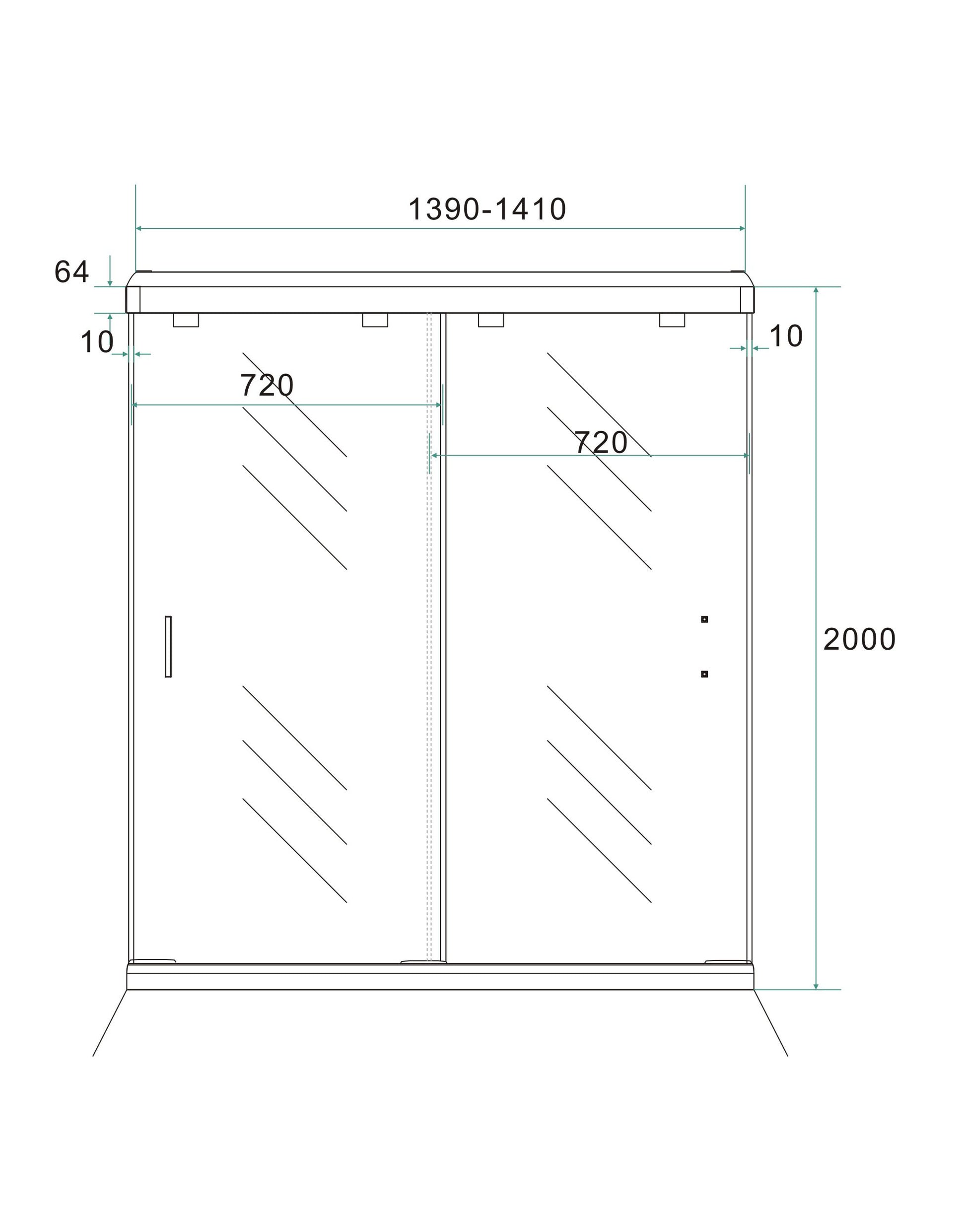 dubbele-nis-schuifdeuren | 140x200x0.8cm | Nano veiligheidsglas - WDtegels
