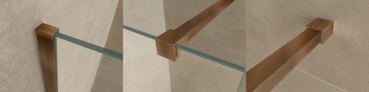 Slim profielset met stabilisatiestang 120 cm geborsteld brons koper - WDtegels