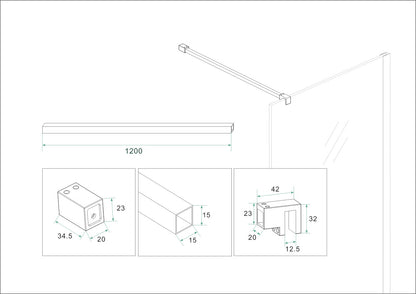 Wiesbaden Slim profielset+stabilisatiestang 120cm koper - WDtegels