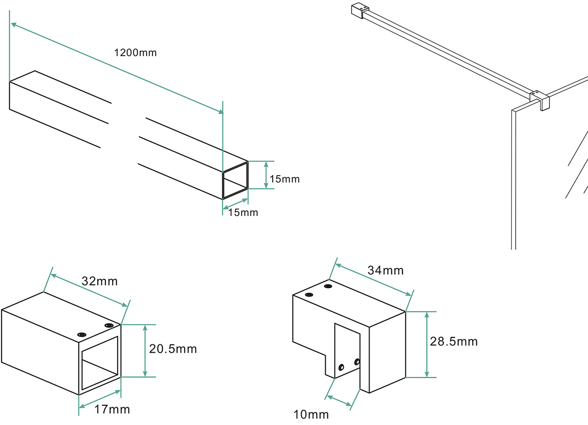 Slim stabilisatiestang 120 cm gunmetal - WDtegels