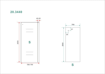 Wiesbaden Side zijwand voor Softclose 2.0 schuifdeur 80 cm 8 mm Nano