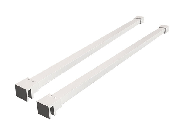 Juego de barras estabilizadoras Slim de 120 cm para duchas de obra exentas, color blanco mate