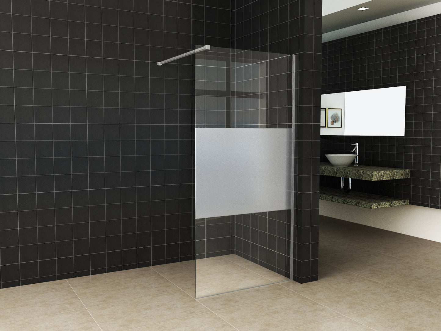 Wiesbaden Slim profielset+stabilisatiestang 120cm RVS - WDtegels