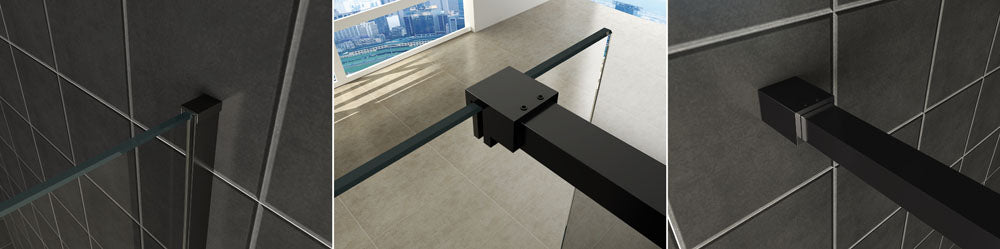 Slim profielset met stabilisatiestang 120 cm mat zwart - WDtegels
