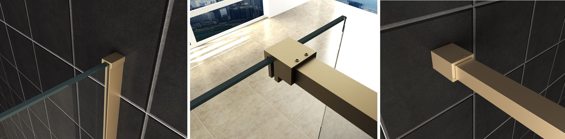 Wiesbaden Slim profielset+stabilisatiestang 120cm messing - WDtegels