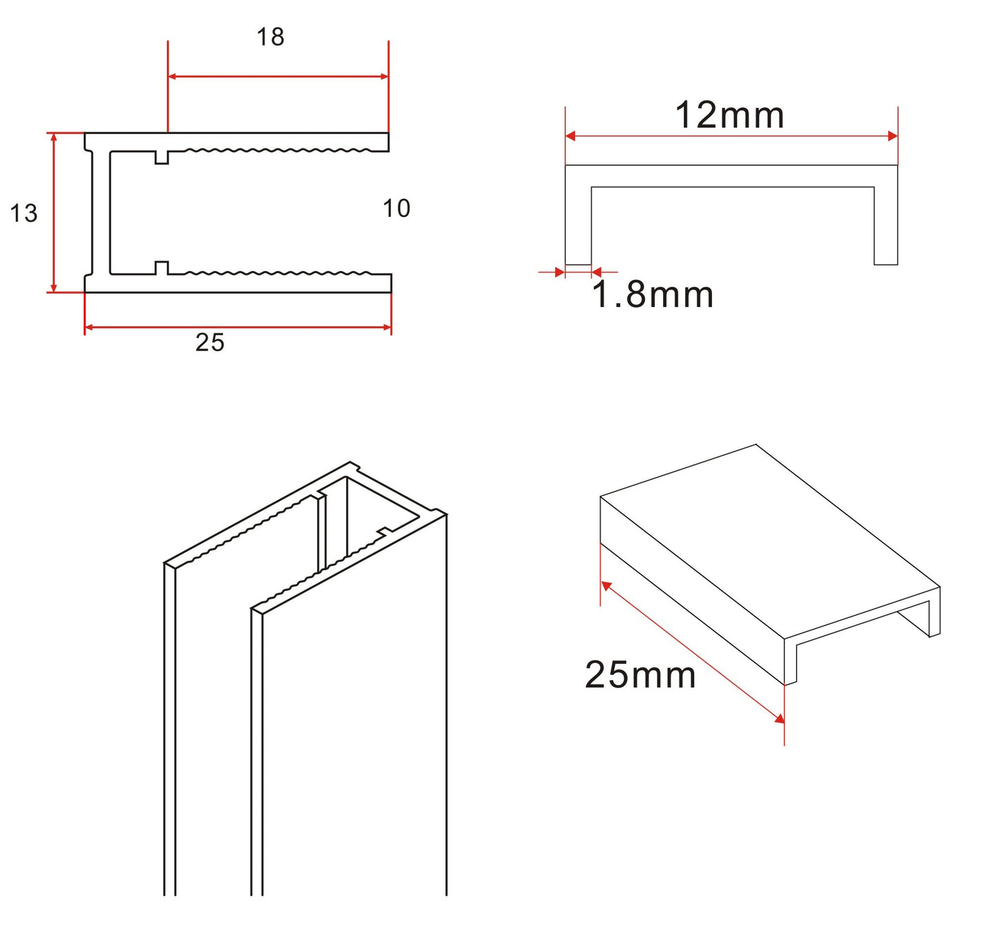 Wiesbaden Slim profielset+stabilisatiestang 120cm mat-wit - WDtegels