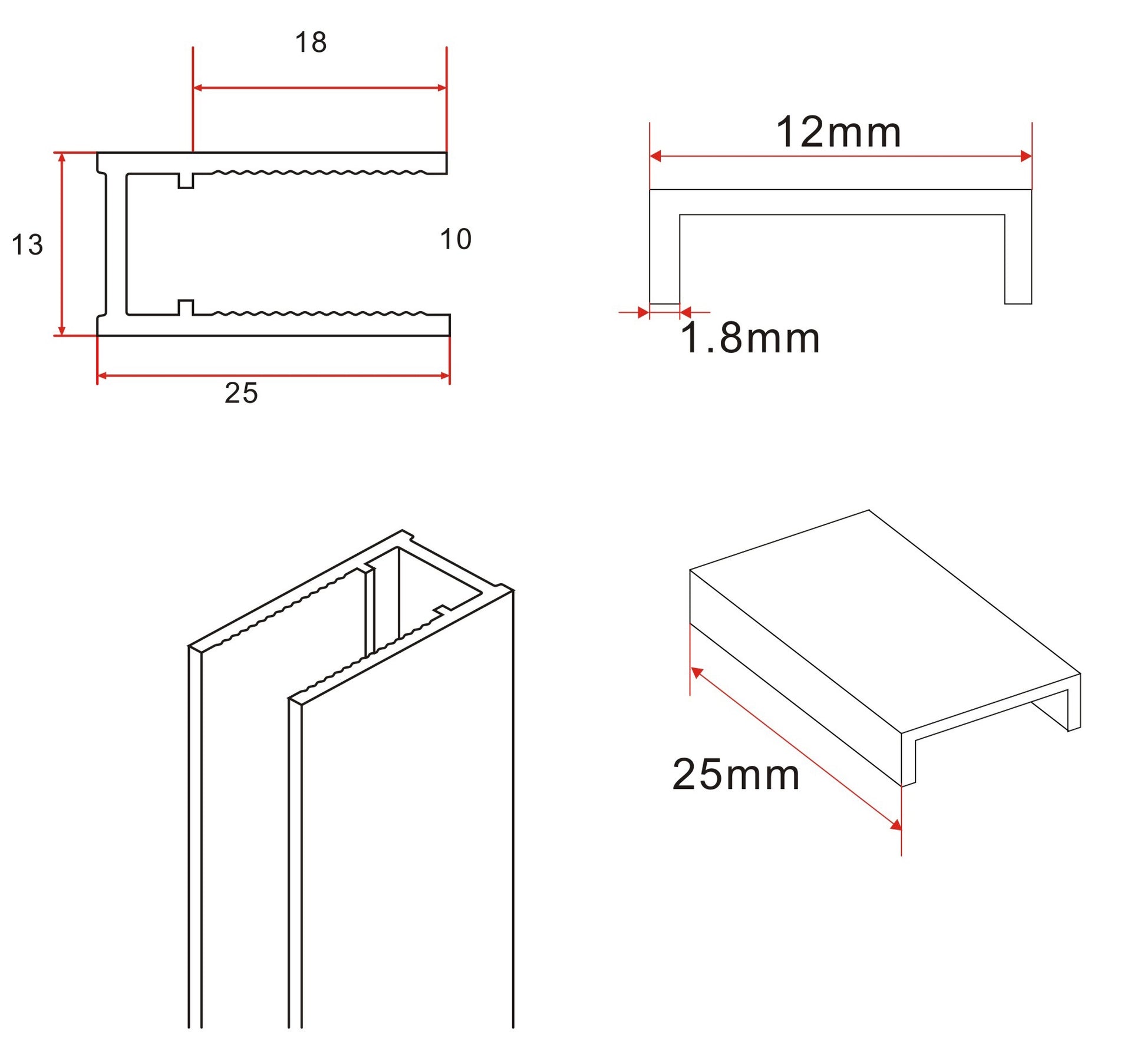 Wiesbaden Slim profielset+stabilisatiestang 120cm mat-wit - WDtegels