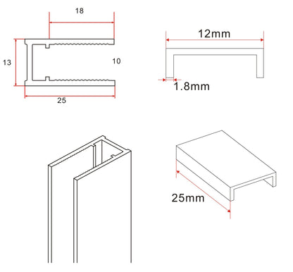 Wiesbaden Slim profielset+stabilisatiestang 120cm mat-wit - WDtegels