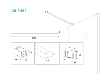 Wiesbaden Slim stabilisatiestang 120cm geborsteld staal
