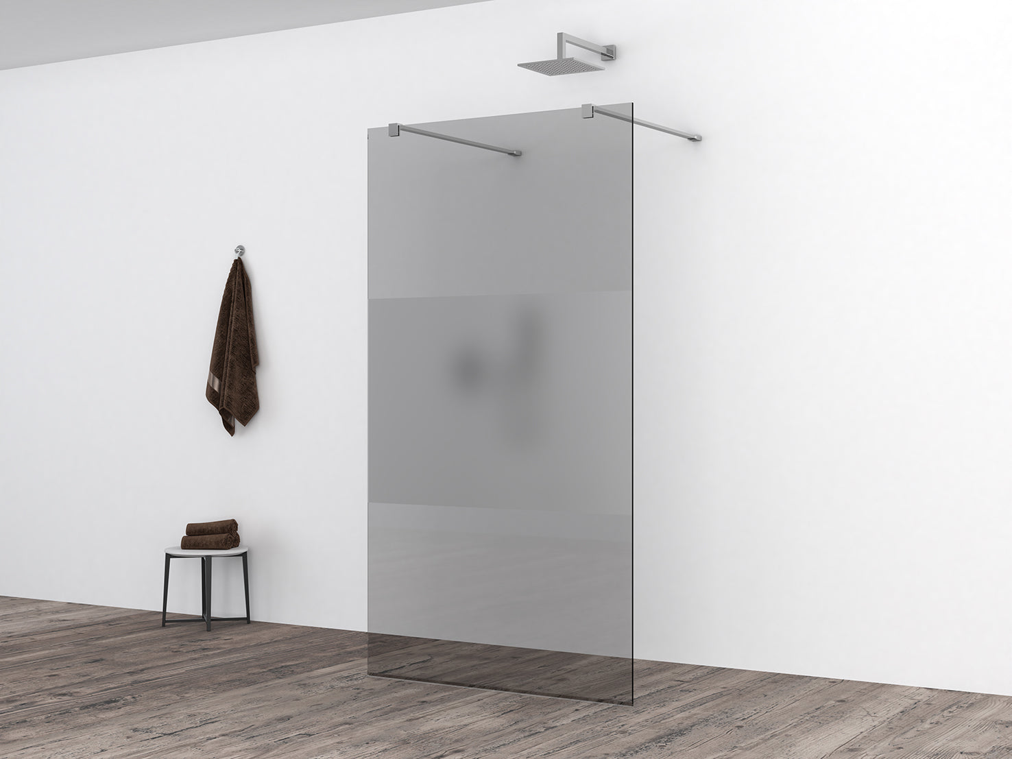 Slim glasplaat 1100 x 2000 x 8 mm nano rookglas met melkglas middenband - WDtegels