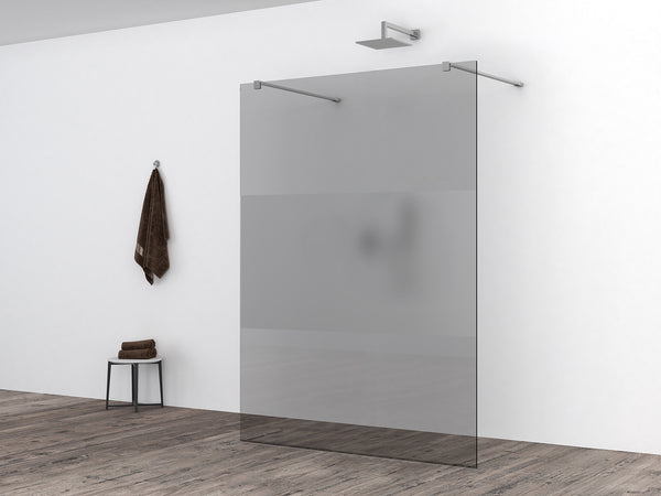 Slim glass plate 1400 x 2000 x 8 mm nano smoked glass with frosted glass center band