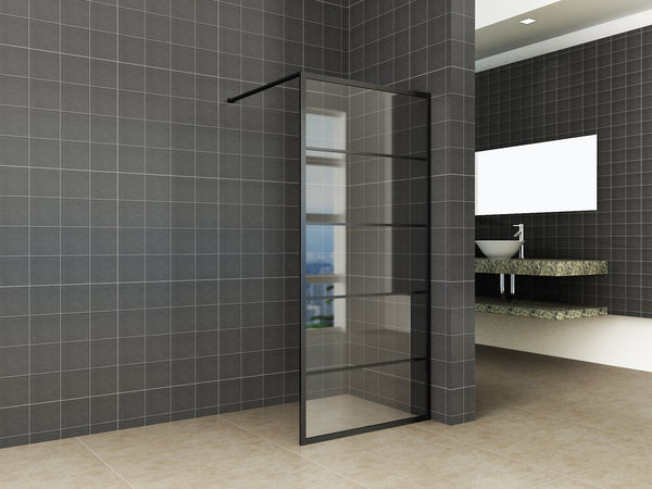 Wiesbaden Horizon inloopdouche mat zwart raster 120x200 cm - 8mm NANO glas