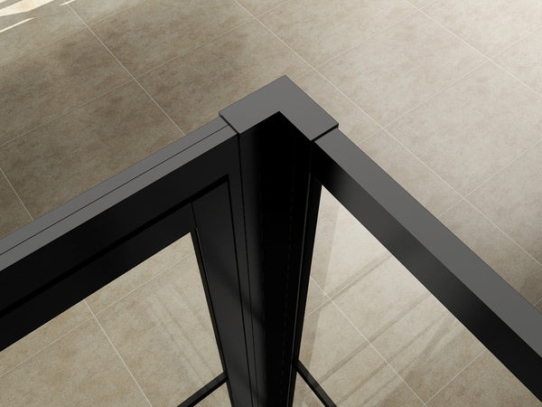 Conjunto de ducha a ras de suelo Wiesbaden Horizon con puerta empotrada, negro mate