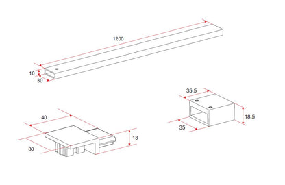 Horizon stabilisatiestang 120cm voor inloopdouche mat zwart