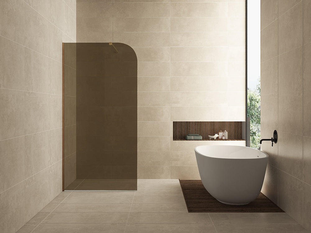 Curvea inloopdouche 100x200cm 8mm Nano vintage brons glas