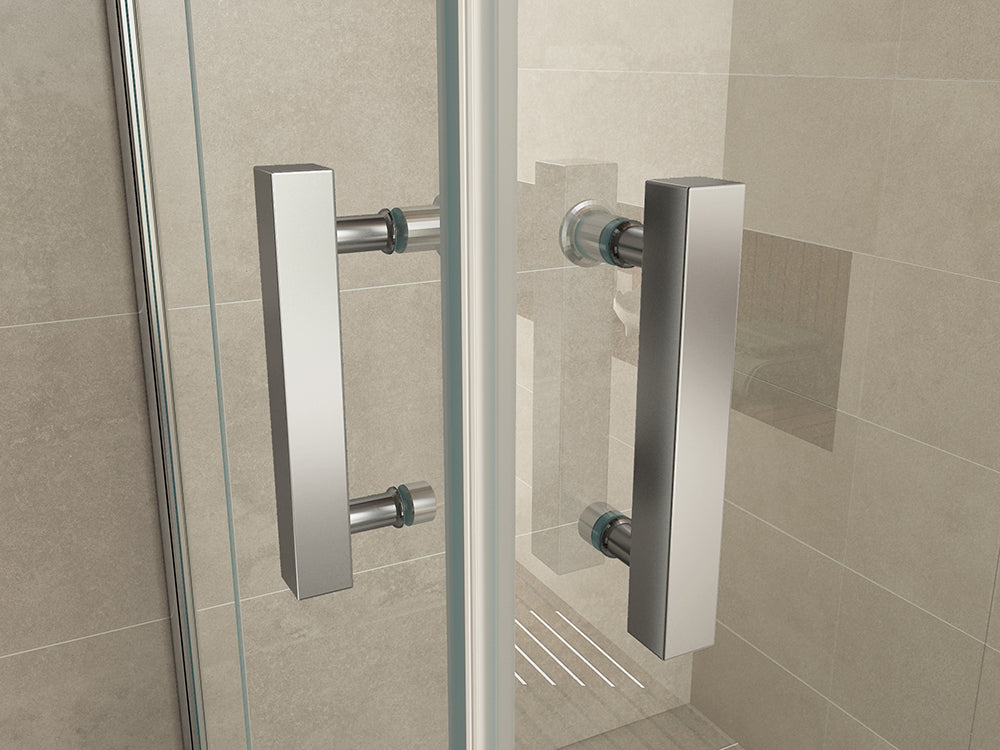 Double douchecabine hoekinstap met 2 draaideuren 90x90x200cm 8mm Nano helder glas Chroom - detailfoto