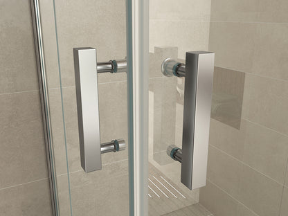 Double douchecabine hoekinstap met 2 draaideuren 90x90x200cm 8mm Nano helder glas Chroom - detailfoto