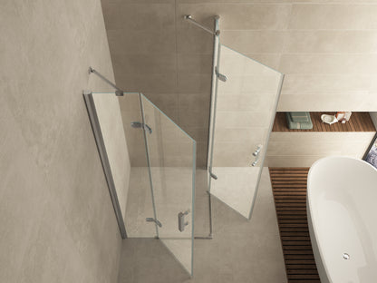 Double douchecabine hoekinstap met 2 draaideuren 90x90x200cm 8mm Nano helder glas Chroom - sfeerbeeld
