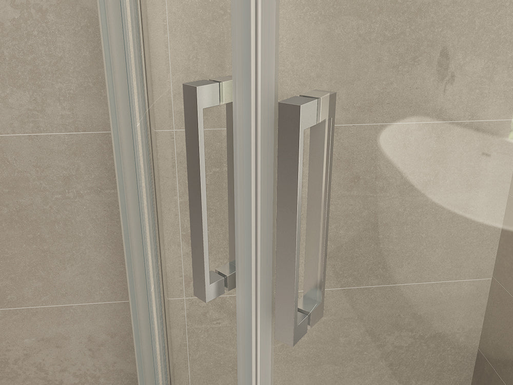 Entra douchecabine kwartrond met 2 schuifdeuren 90x90x200cm 8mm Nano helder glas Chroom - sfeerbeeld