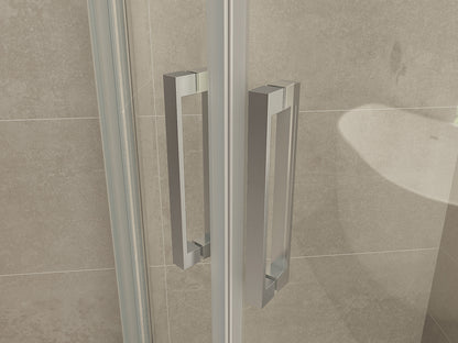 Entra douchecabine kwartrond met 2 schuifdeuren 90x90x200cm 8mm Nano helder glas Chroom - sfeerbeeld
