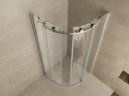 Entra douchecabine kwartrond met 2 schuifdeuren 90x90x200cm 8mm Nano helder glas Chroom - productfoto
