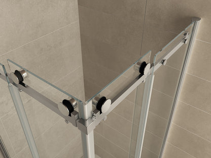 Entra douchecabine hoekinstap met 2 schuifdeuren 90x90x200cm 8mm Nano helder glas Chroom - productfoto