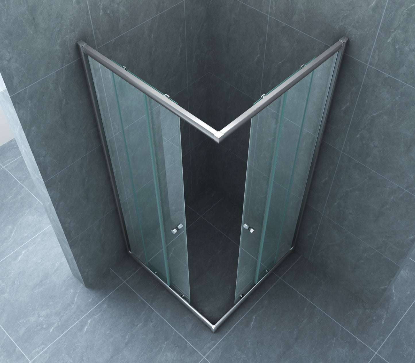 Eco hoekinstap cabine met 2 schuifdeuren 800 x 800 x 1900 x 5 mm nano helder glas/chroom - WDtegels