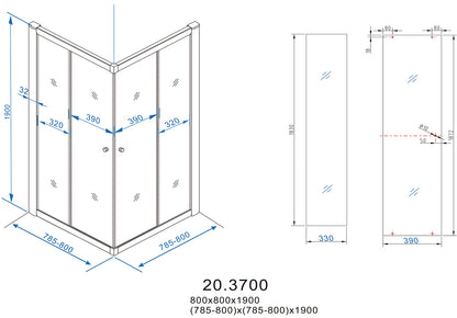 Eco hoekinstap douchecabine | 2 schuifdeuren | 80x80x190cm | 5 mm nano helder glas/chroom - WDtegels